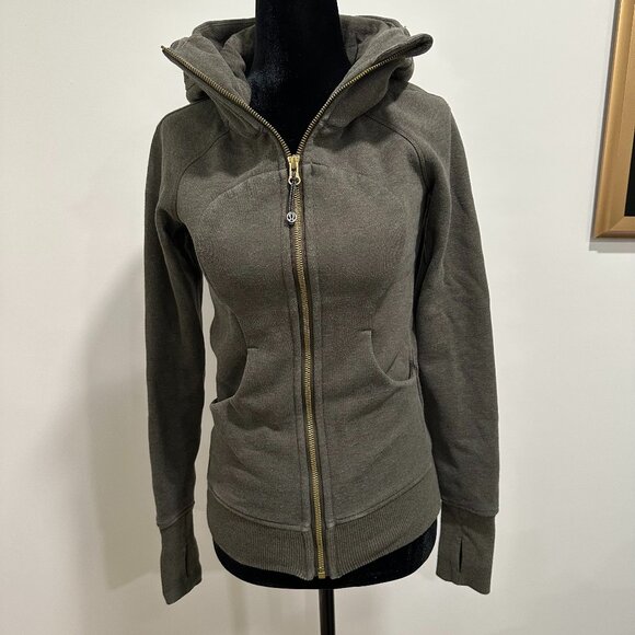 Lululemon Scuba Army Green Hoodie Sweatshirt Size 2 - Picture 1 of 7